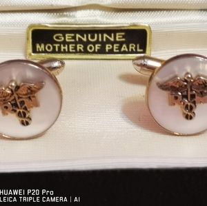 Sean mother of pearl medical cufflinks